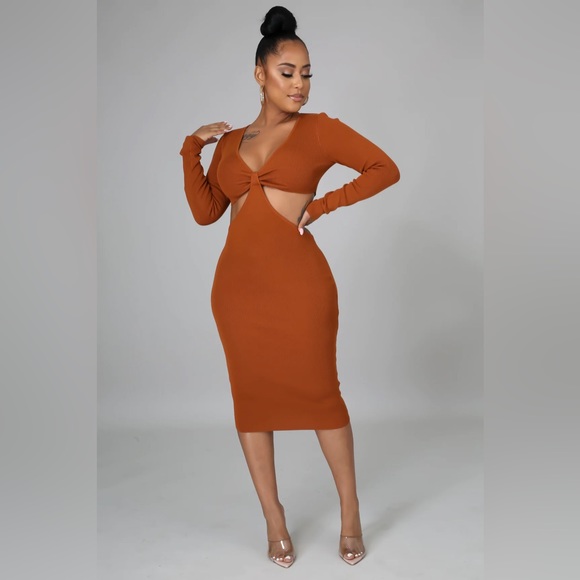 Hit Me Up Boo Mini Dress - Rust - Picture 3 of 5